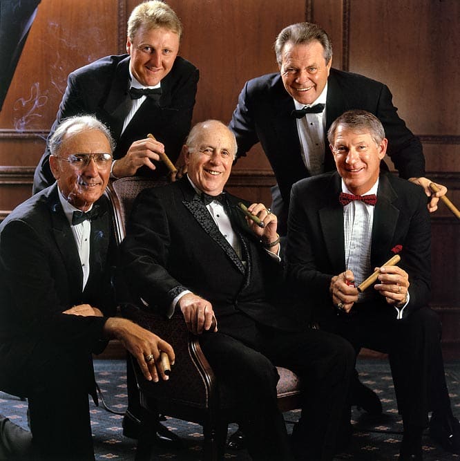 Red Auerbach, Bob Cousy, Larry Bird, Tom Heinsohn, John Havlicek
